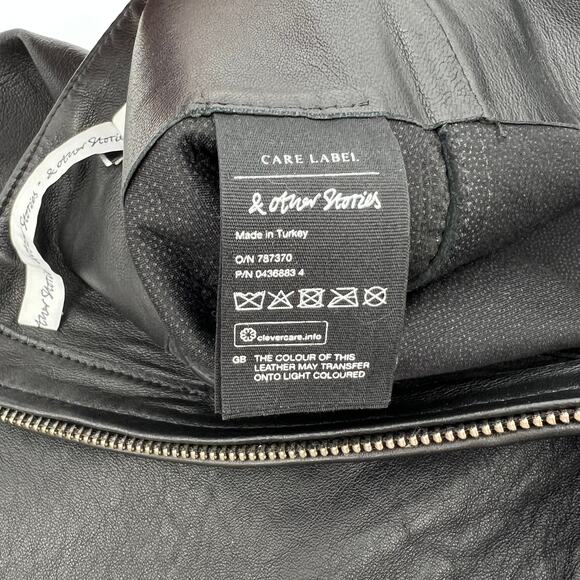 & Other Stories 100% Leather Black Mini Skirt Women's Size 10 - Picture 7 of 8